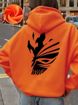 Bleach Ichigo Red Mask Printing Hoodies Womens Winter Fleece Warm Sweatshirt Casual Pocket Pullover Basics Loose Woman Clothes
