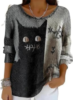 2025 New round Neck Sweatshirt Thick Needle Fabric Digital Printing Unisex Stripe Top Women's Sweatshirt Loose Fit Polyester ...