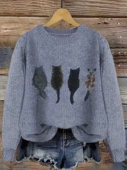 2025 New round Neck Sweatshirt Thick Needle Fabric Digital Printing Unisex Stripe Top Women's Sweatshirt Loose Fit Polyester ...