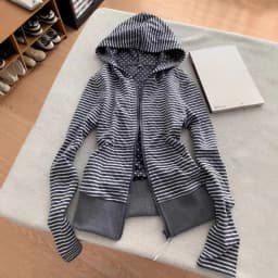 Korean Lazy Style Hooded Cardigan Fashion Vintage Gray White Striped Sweatshirts Spring Autumn Slim Fit Coat Women