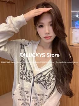 2024 Grunge Print Slim Waist Y2k Hoodies Hooded Autumn Zip Up Sweatshirts Vintage Women Clothing Casual Fashion Long Sleeve Tops