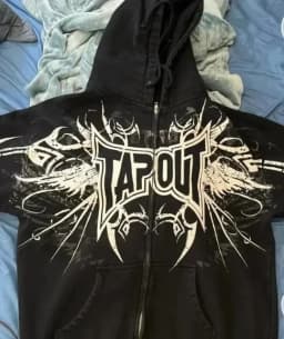 Vintage Tapout Graphic Zipper Hoodie Y2K Sweatshirt Women Mens Hip Hop Streetwear Letter Oversized Hoodie Jacket Clothes