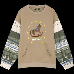 ELFSACK 2025 Autumn New Arrivals Casual Soft Vintage Splicing Design Crew Neck Sweatshirt For Woman
