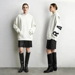 Amii Women's Hooded Letter Print Sweatshirt Loose Drop Shoulder Casual Pullover Autumn 2026 Knit Tops for Women 12643092