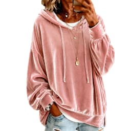 Women's Winter Clothing Hoodie with Fleece Lining Long Sleeve Irregular Hem 3D Effect Velvet Neck Regular Fit Female Clothing