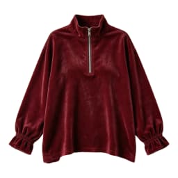 Women Velvet Half Zip Sweatshirt Stand Collar Elastic Ruffle Long Sleeve Oversized Pullover Casual Autumn Winter Streetwear Tops