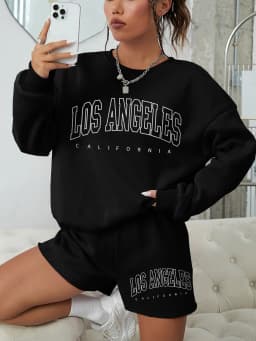Korean Trend Woman Sweatshirts California West Coast Print Female hoodie Long Sleeves O-neck Pullovers Sporty and Rich Clothing