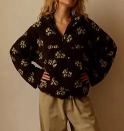 Fashion Plush Sweatshirt Autumn Winter New Warm Stand-up Collar Zipper Long Sleeved Big Pocket Floral Pullover Loose Casual Top