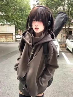 Zipper Sweatshirts Casual Streetwear Grunge Jacket Y2k Stand Neck Subculture Harajuku Vintage Coats with Hooded Women Loose
