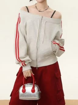 Harajuku Sports Streetwear Classic Tops Fashion Clothing Women Y2K Chic Straight Shoulder Sweatshirts Long Sleeve Jackets Coat