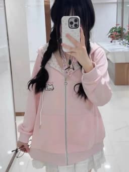 Japanese Sweet Kawaii Cartoon Embroidery Hoodie Women Y2k Aesthetic Pocket Patchwork Jacket Casual Grunge Zipper Sweatshirts New