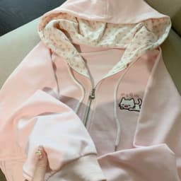 Japanese Sweet Kawaii Cartoon Embroidery Hoodie Women Y2k Aesthetic Pocket Patchwork Jacket Casual Grunge Zipper Sweatshirts New