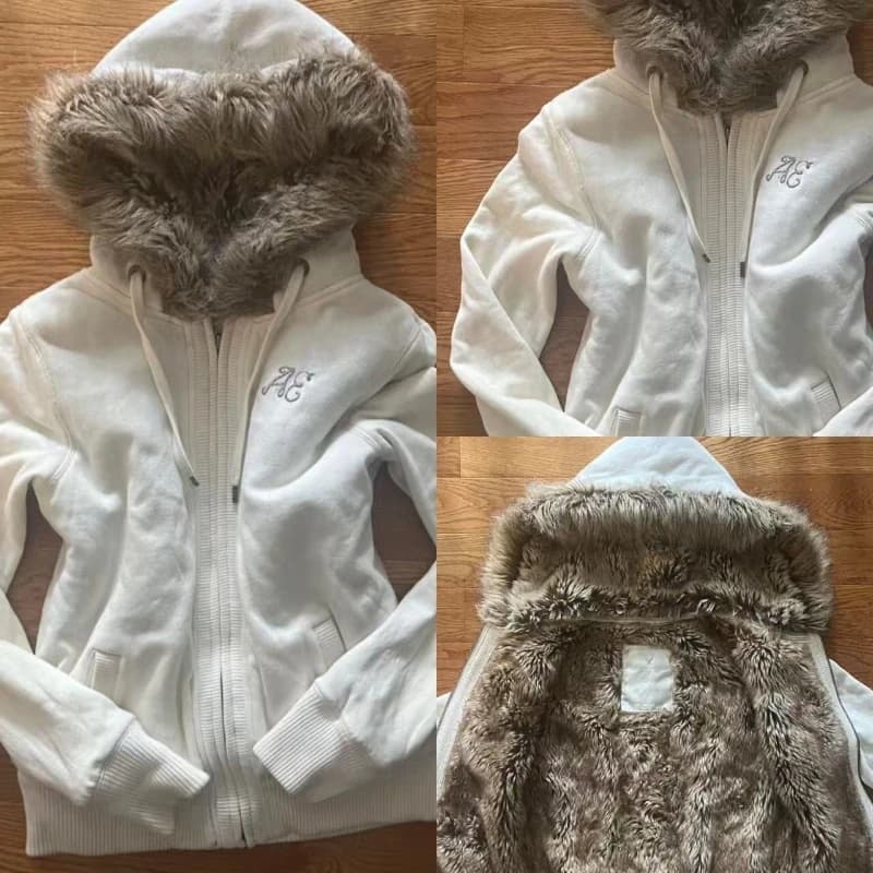 Y2k Gothic Vintage Zip Punk Warm Coat Streetwear Women Vintage Chic Hoodie Sweatshirts Harajuku Fashion 2000s Grunge Tops Jacket