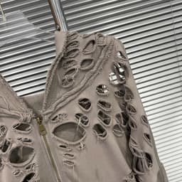 KUCLUT 2026 Early Autumn New Collection Distressed Zipper Hoodie Jacket For Women Loose Casual Hollow Out Sweatshirt 1A4188