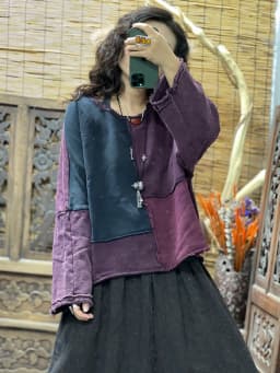 2026 Autumn New Arts Style Women Long Sleeve O-neck Loose Short Pullovers All-matched Casual Vintage Patchwork Cotton Hoodies