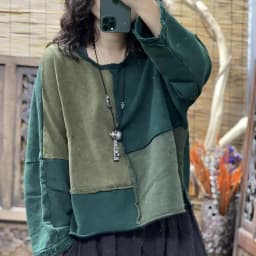2026 Autumn New Arts Style Women Long Sleeve O-neck Loose Short Pullovers All-matched Casual Vintage Patchwork Cotton Hoodies