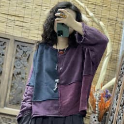 2026 Autumn New Arts Style Women Long Sleeve O-neck Loose Short Pullovers All-matched Casual Vintage Patchwork Cotton Hoodies