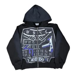 Evil Zip-Up Print Sweatshirt Hoodies Street Grunge Anime Hoodies Cardigan Long Sleeves Harajuku Women Y2k Clothing