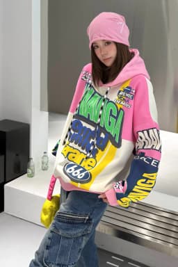 Vintage Graffiti Letter Print Oversized Hooded Sweatshirts Woman American 2026 Autumn Casual Loose Pullover Tops Bust138cm