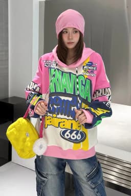 Vintage Graffiti Letter Print Oversized Hooded Sweatshirts Woman American 2026 Autumn Casual Loose Pullover Tops Bust138cm
