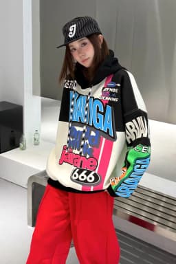 Vintage Graffiti Letter Print Oversized Hooded Sweatshirts Woman American 2026 Autumn Casual Loose Pullover Tops Bust138cm