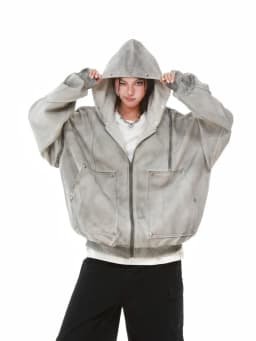 Gothic Women Coats with Hoodies American Y2K Retro Harajuku Washed Rivet Zipper Jacket New Autumn Men Hip-hop Hooded Sweatshirt