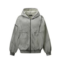 Gothic Women Coats with Hoodies American Y2K Retro Harajuku Washed Rivet Zipper Jacket New Autumn Men Hip-hop Hooded Sweatshirt