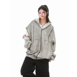 Gothic Women Coats with Hoodies American Y2K Retro Harajuku Washed Rivet Zipper Jacket New Autumn Men Hip-hop Hooded Sweatshirt