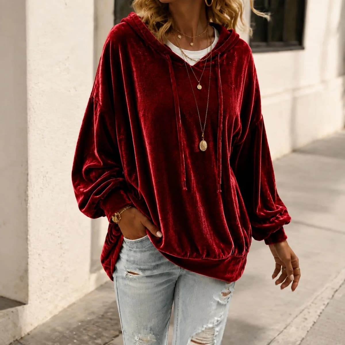 Hooded Long Sleeve Hoodies with Irregular Fit Casual Japanese Korean Casual Regular Length Standard Length Pullover Women Hoodie