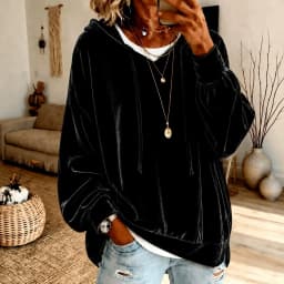 Hooded Long Sleeve Hoodies with Irregular Fit Casual Japanese Korean Casual Regular Length Standard Length Pullover Women Hoodie