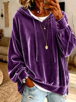 Hooded Long Sleeve Hoodies with Irregular Fit Casual Japanese Korean Casual Regular Length Standard Length Pullover Women Hoodie