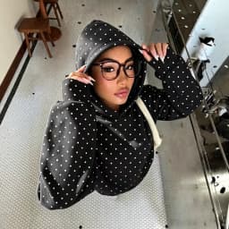 Hooded Printed Hoodie Loose Fit Streetwear with Regular Length Polka Dot Digital Print Hooded Neckline Casual Thick Women Hoodie