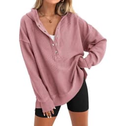 Women's Winter Clothing Loose Fit Drop Shoulder V Neck Long Sleeve Solid Macaron Color Casual Hoodie for Women and Girls