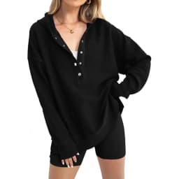 Women's Winter Clothing Loose Fit Drop Shoulder V Neck Long Sleeve Solid Macaron Color Casual Hoodie for Women and Girls