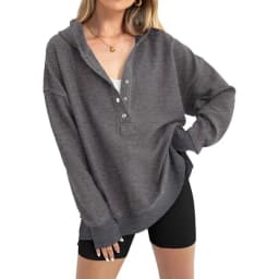 Women's Winter Clothing Loose Fit Drop Shoulder V Neck Long Sleeve Solid Macaron Color Casual Hoodie for Women and Girls