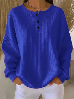 Hoodies women 2026 casual fashion round-neck Waffle autumn/Winter new solid color pullover loose top women's clothing