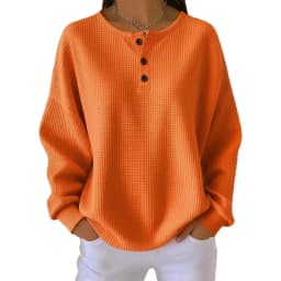 Hoodies women 2026 casual fashion round-neck Waffle autumn/Winter new solid color pullover loose top women's clothing
