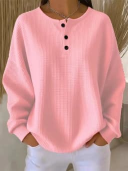Hoodies women 2026 casual fashion round-neck Waffle autumn/Winter new solid color pullover loose top women's clothing