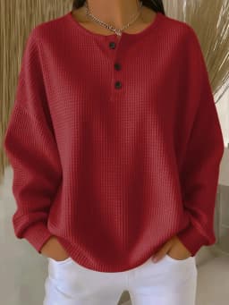 Hoodies women 2026 casual fashion round-neck Waffle autumn/Winter new solid color pullover loose top women's clothing
