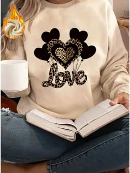 Paris Women's Autumn Winter Fashion Casual Sports Loose Los Angeles Print Fleece Warm Long Sleeved Pocket Hooded Sweatshirt