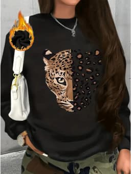 Paris Women's Autumn Winter Fashion Casual Sports Loose Los Angeles Print Fleece Warm Long Sleeved Pocket Hooded Sweatshirt