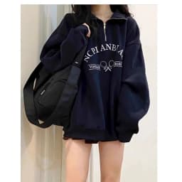 American Style Retro Collar Sweatshirt Jacket Women's New Early Autumn Oversize Small Size Long Sleeve Top