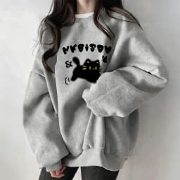 Grey Fleece Lined Thickened Ladies Sweatshirt Early Autumn New Style Small Size Winter Warm Long Sleeve round Neck Print Top