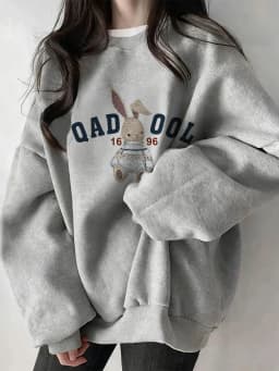 Grey Fleece Lined Thickened Ladies Sweatshirt Early Autumn New Style Small Size Winter Warm Long Sleeve round Neck Print Top