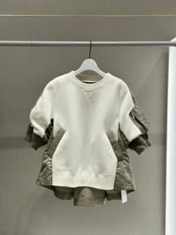 FOG SACAI Japanese Sle Heavyweight Patchwork Knit Jaet Loose Faion ort Sve Sweatirt Top Cotton Polyester Wool Blend