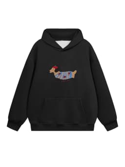 Casual Dog Print Hooded Women Loose Full Sleeve O-neck Solid Pockets Sweatshirt Female 2026 Fashion Spring Summer Outwear