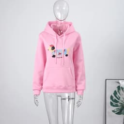 Casual Dog Print Hooded Women Loose Full Sleeve O-neck Solid Pockets Sweatshirt Female 2026 Fashion Spring Summer Outwear