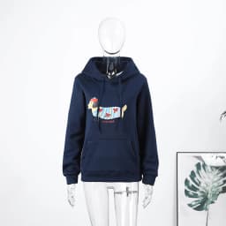 Casual Dog Print Hooded Women Loose Full Sleeve O-neck Solid Pockets Sweatshirt Female 2026 Fashion Spring Summer Outwear