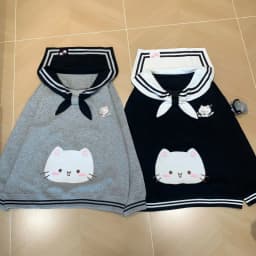 2025 Women's Clothing Japanese Sweatshirts Cute Cat Sailor Collar Loose Hoodies Cotton Thicked Fashion Casual Hoodie Ropa Mujer