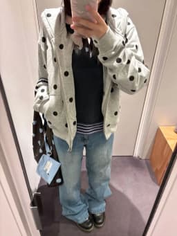 Casual Gray Polka Dot Hoodie Women American Retro Slim Zipper Short Cardigan Spring Simple Lazy Y2k Sweatshirts